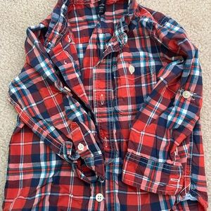 babyGap Red Navy Plaid Button-Up Shirt